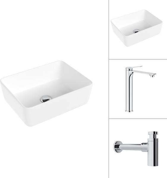 Умывальник со смесителем Lauter 21674B + Rio 21AM12672 с сифоном 21635CH - фото