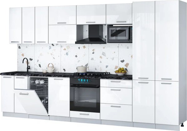 Кухонный гарнитур Интерлиния Мила Gloss 3.5-ПМ4 - фото