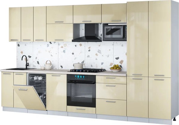 Кухонный гарнитур Интерлиния Мила Gloss 3.5-ПМ4 - фото