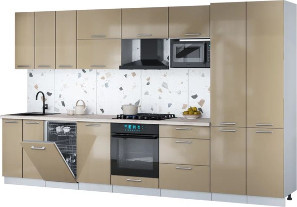 Кухонный гарнитур Интерлиния Мила Gloss 3.5-ПМ4 - фото