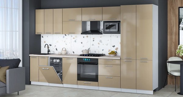 Кухонный гарнитур Интерлиния Мила Gloss 3.5-ПМ4