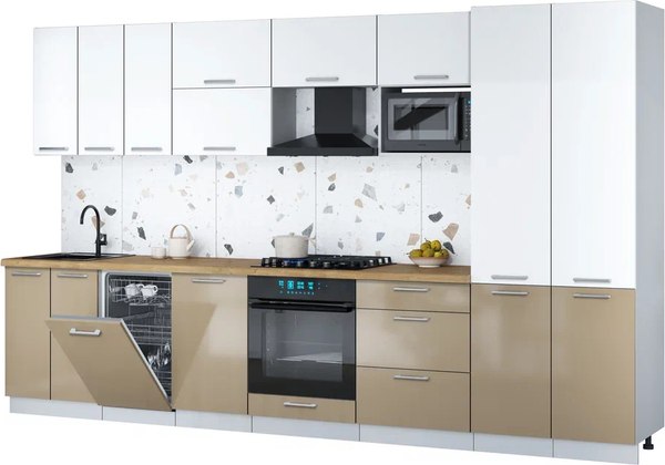 Кухонный гарнитур Интерлиния Мила Gloss 3.5-ПМ4 - фото