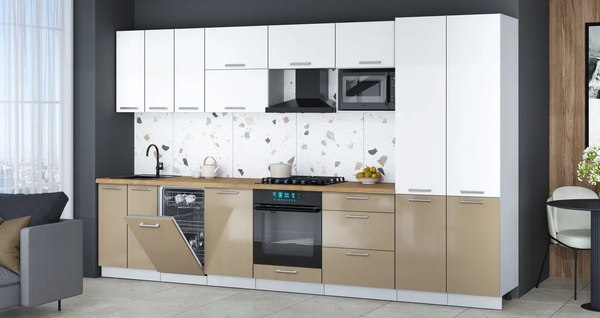 Кухонный гарнитур Интерлиния Мила Gloss 3.5-ПМ4