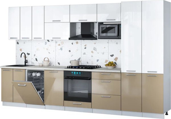 Кухонный гарнитур Интерлиния Мила Gloss 3.5-ПМ4 - фото