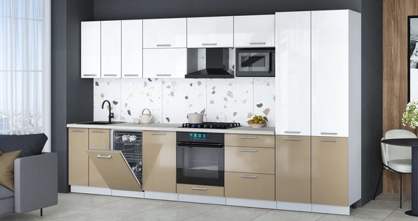 Кухонный гарнитур Интерлиния Мила Gloss 3.5-ПМ4