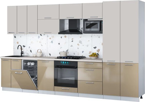 Кухонный гарнитур Интерлиния Мила Gloss 3.5-ПМ4 - фото