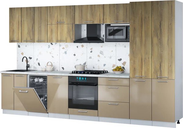 Кухонный гарнитур Интерлиния Мила Gloss 3.5-ПМ4 - фото