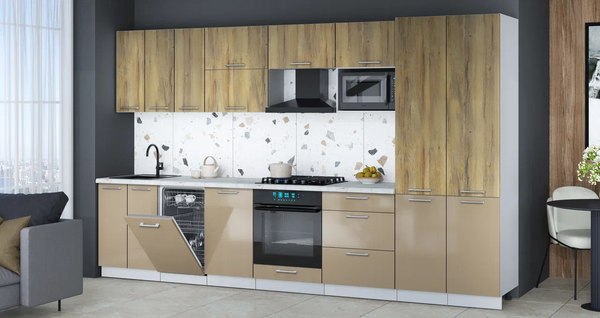 Кухонный гарнитур Интерлиния Мила Gloss 3.5-ПМ4