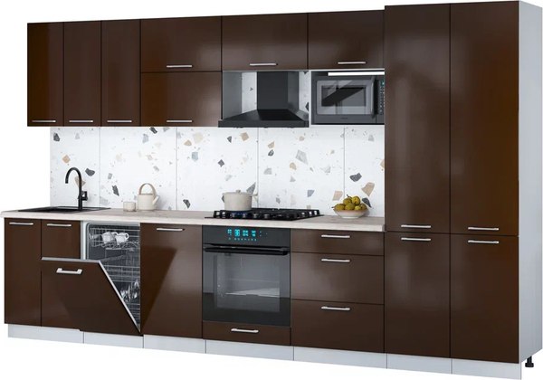 Кухонный гарнитур Интерлиния Мила Gloss 3.5-ПМ4 - фото
