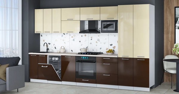 Кухонный гарнитур Интерлиния Мила Gloss 3.5-ПМ4