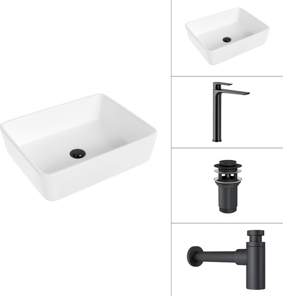 Умывальник со смесителем Lauter 21674 + Reef 21CK8678BS + сифон 21635B + дон.клапан 21190B - фото