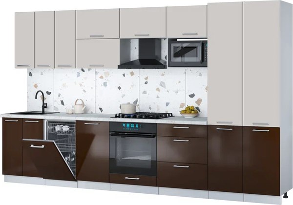 Кухонный гарнитур Интерлиния Мила Gloss 3.5-ПМ4 - фото