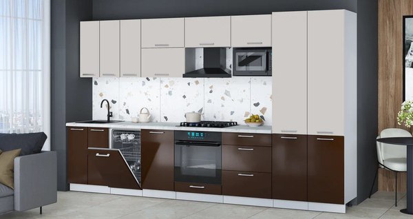 Кухонный гарнитур Интерлиния Мила Gloss 3.5-ПМ4