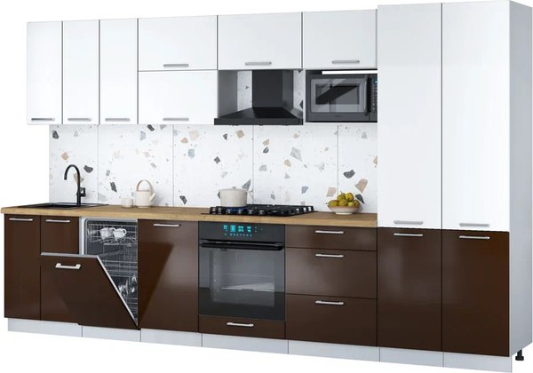 Кухонный гарнитур Интерлиния Мила Gloss 3.5-ПМ4 - фото