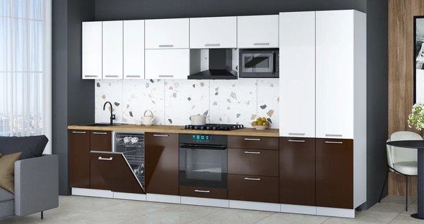 Кухонный гарнитур Интерлиния Мила Gloss 3.5-ПМ4