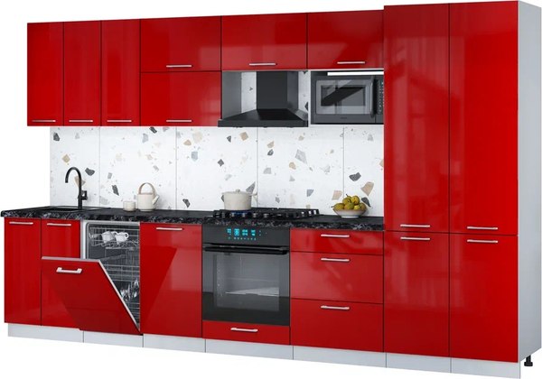 Кухонный гарнитур Интерлиния Мила Gloss 3.5-ПМ4 - фото