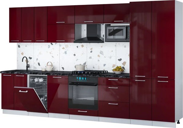 Кухонный гарнитур Интерлиния Мила Gloss 3.5-ПМ4 - фото
