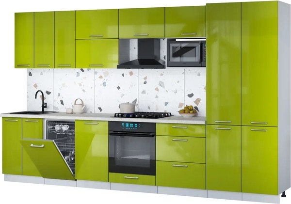 Кухонный гарнитур Интерлиния Мила Gloss 3.5-ПМ4 - фото