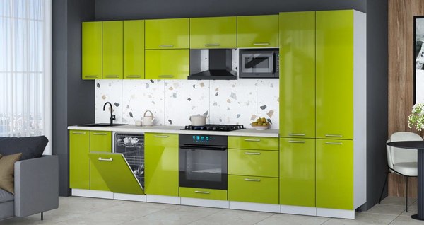 Кухонный гарнитур Интерлиния Мила Gloss 3.5-ПМ4