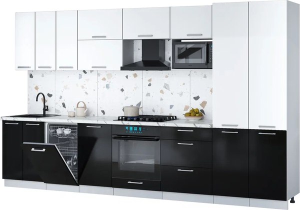 Кухонный гарнитур Интерлиния Мила Gloss 3.5-ПМ4 - фото