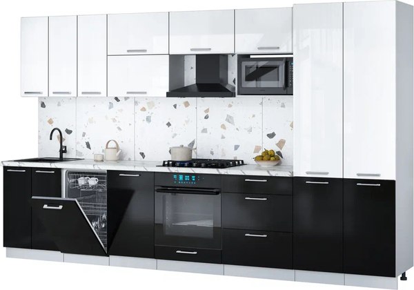 Кухонный гарнитур Интерлиния Мила Gloss 3.5-ПМ4 - фото