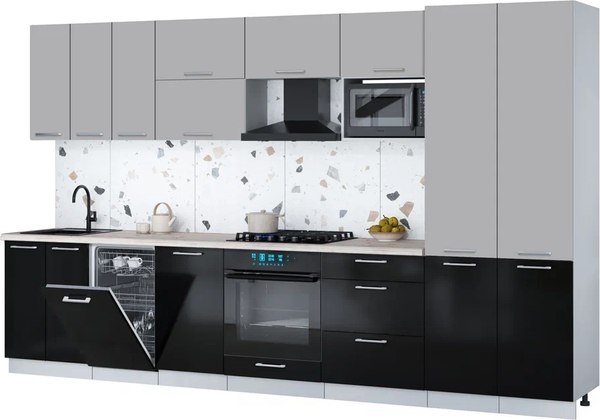 Кухонный гарнитур Интерлиния Мила Gloss 3.5-ПМ4 - фото