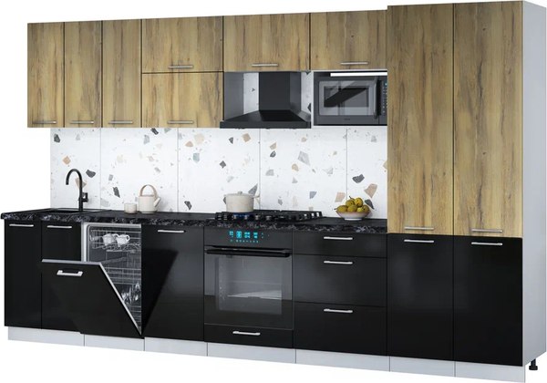 Кухонный гарнитур Интерлиния Мила Gloss 3.5-ПМ4 - фото