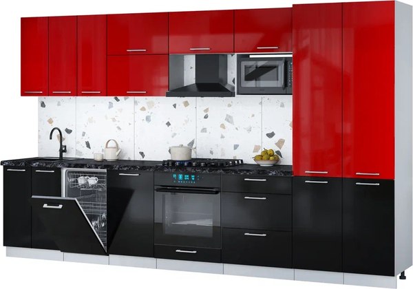 Кухонный гарнитур Интерлиния Мила Gloss 3.5-ПМ4 - фото