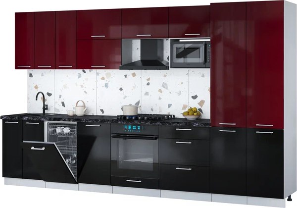 Кухонный гарнитур Интерлиния Мила Gloss 3.5-ПМ4 - фото