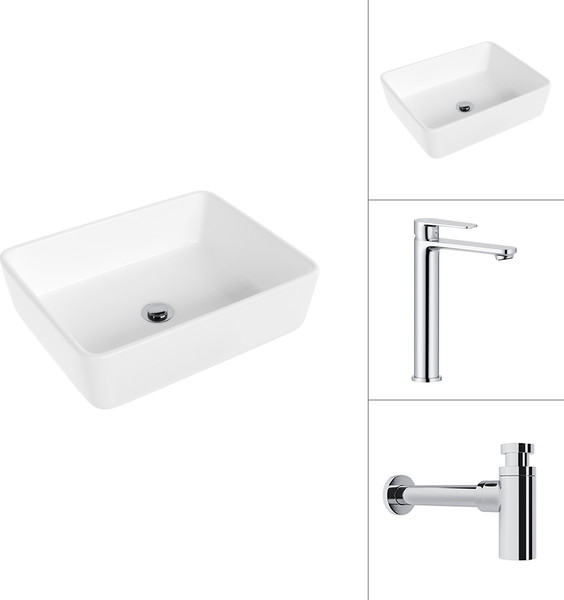 Умывальник со смесителем Lauter 21674 + Moon 21СK81691C с сифоном 21635CH - фото