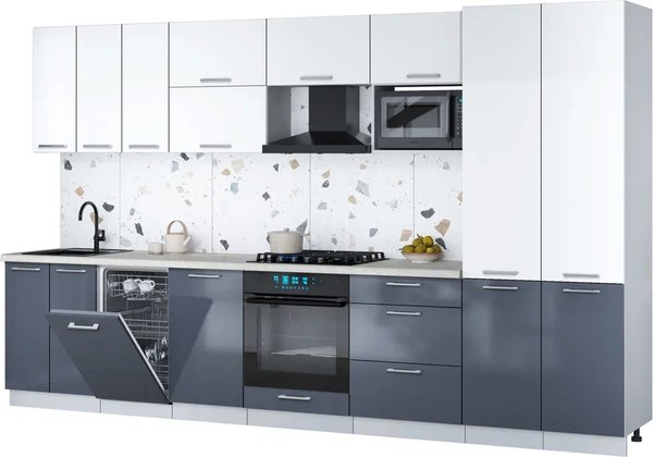 Кухонный гарнитур Интерлиния Мила Gloss 3.5-ПМ4 - фото