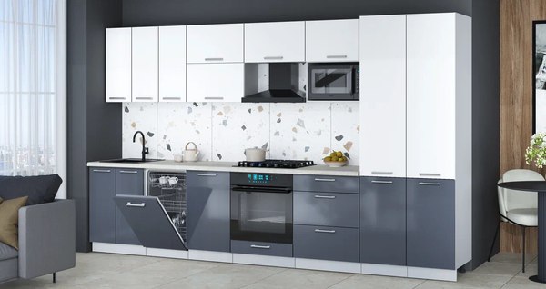 Кухонный гарнитур Интерлиния Мила Gloss 3.5-ПМ4