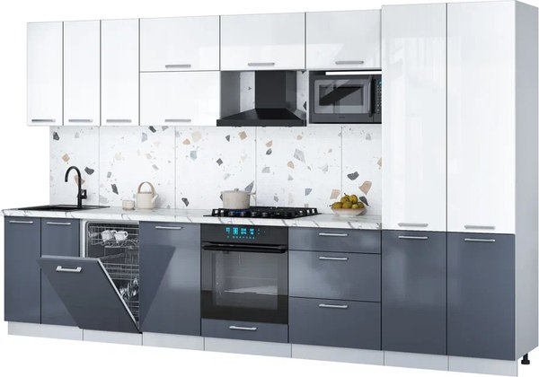 Кухонный гарнитур Интерлиния Мила Gloss 3.5-ПМ4 - фото