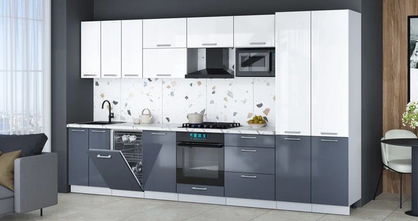 Кухонный гарнитур Интерлиния Мила Gloss 3.5-ПМ4