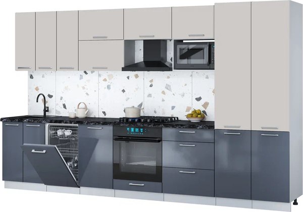 Кухонный гарнитур Интерлиния Мила Gloss 3.5-ПМ4 - фото