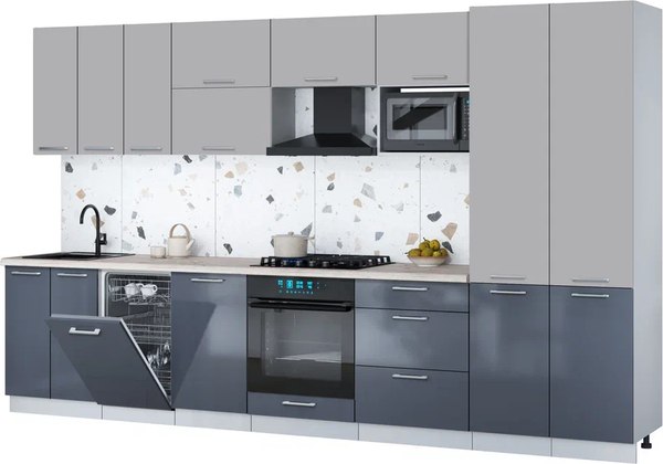 Кухонный гарнитур Интерлиния Мила Gloss 3.5-ПМ4 - фото