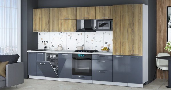 Кухонный гарнитур Интерлиния Мила Gloss 3.5-ПМ4