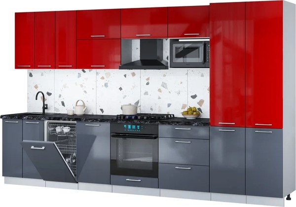 Кухонный гарнитур Интерлиния Мила Gloss 3.5-ПМ4 - фото