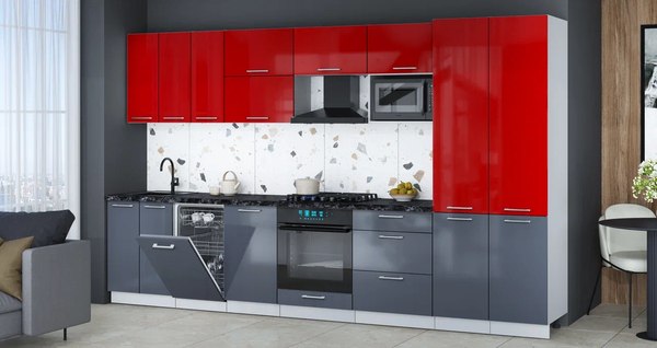 Кухонный гарнитур Интерлиния Мила Gloss 3.5-ПМ4