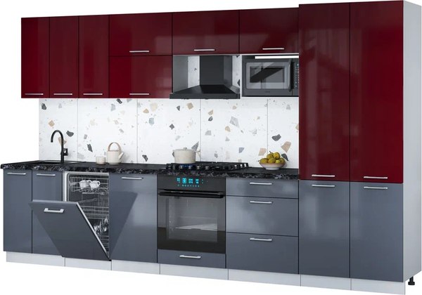 Кухонный гарнитур Интерлиния Мила Gloss 3.5-ПМ4 - фото