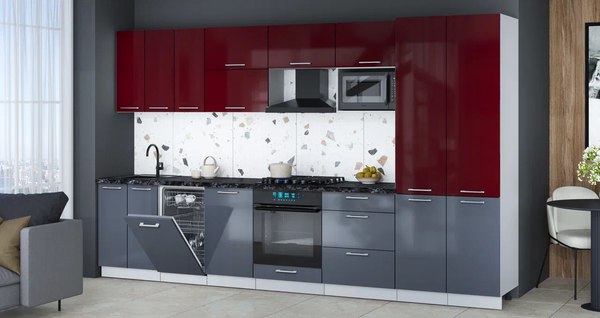 Кухонный гарнитур Интерлиния Мила Gloss 3.5-ПМ4