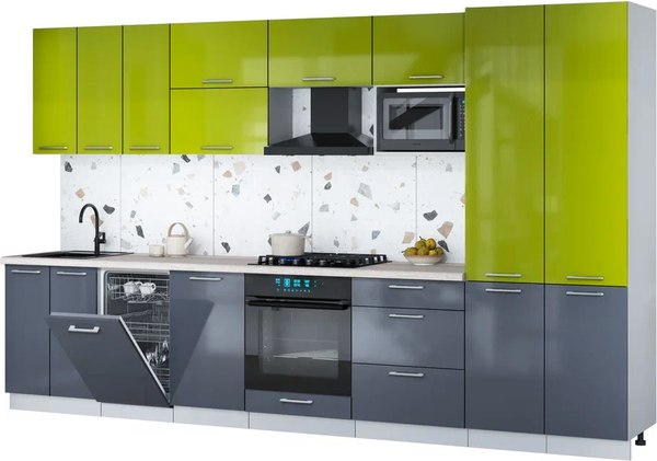 Кухонный гарнитур Интерлиния Мила Gloss 3.5-ПМ4 - фото