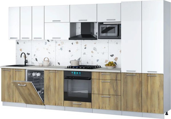 Кухонный гарнитур Интерлиния Мила Gloss 3.5-ПМ4 - фото