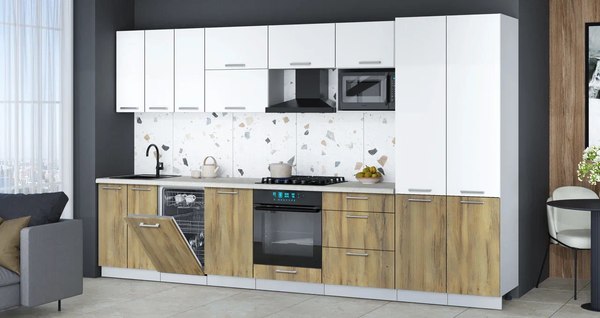 Кухонный гарнитур Интерлиния Мила Gloss 3.5-ПМ4