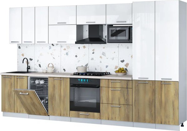 Кухонный гарнитур Интерлиния Мила Gloss 3.5-ПМ4 - фото