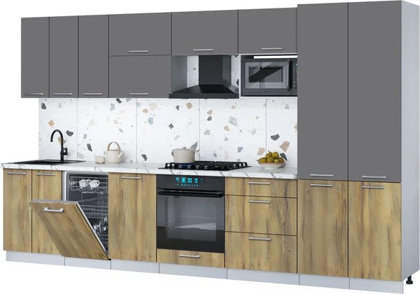 Кухонный гарнитур Интерлиния Мила Gloss 3.5-ПМ4 - фото