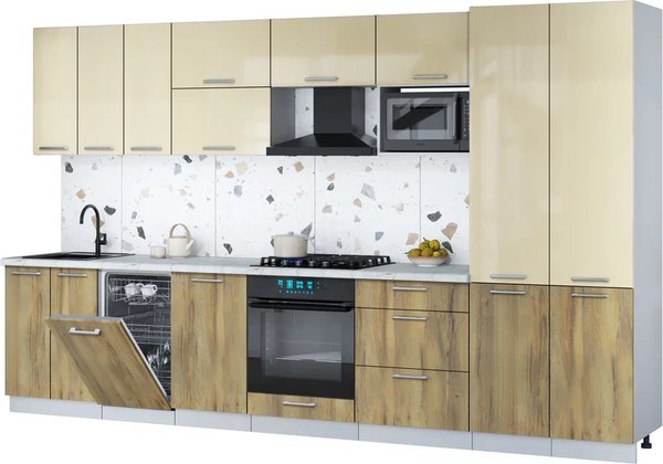 Кухонный гарнитур Интерлиния Мила Gloss 3.5-ПМ4 - фото