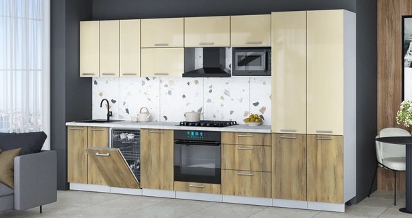 Кухонный гарнитур Интерлиния Мила Gloss 3.5-ПМ4