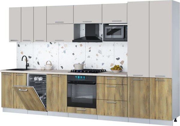 Кухонный гарнитур Интерлиния Мила Gloss 3.5-ПМ4 - фото