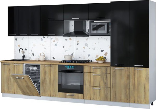 Кухонный гарнитур Интерлиния Мила Gloss 3.5-ПМ4 - фото